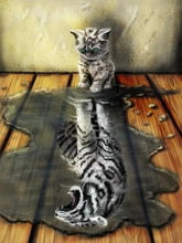 Load image into Gallery viewer, Evershine 5D Diamond Painting Cat Full Square Diamond Embroidery Animals Reflection Pictures Of Rhinestones Mosaic Home Decor