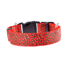 Load image into Gallery viewer, Leopard LED Dog Collar Luminous Adjustable Glowing Collar For Dogs Pet Night Safety Nylon Collar Luminous LED Bright Dog Collar