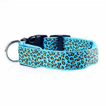 Load image into Gallery viewer, Leopard LED Dog Collar Luminous Adjustable Glowing Collar For Dogs Pet Night Safety Nylon Collar Luminous LED Bright Dog Collar