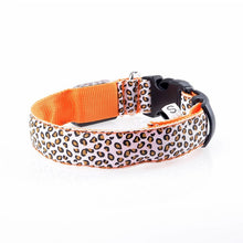 Load image into Gallery viewer, Leopard LED Dog Collar Luminous Adjustable Glowing Collar For Dogs Pet Night Safety Nylon Collar Luminous LED Bright Dog Collar