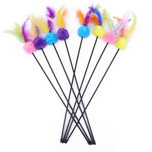 Load image into Gallery viewer, 5pcs Funny Kitten Cat Teaser Interactive Toy Rod with Bell and Feather Toys For Pet Cats Stick Wire Chaser Wand Toy Random Color