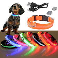 Load image into Gallery viewer, USB Rechargeable Pet Dog LED Glowing Collar Luminous Flashing Necklace Outdoor Walking Night Safety Supplies