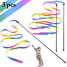 Load image into Gallery viewer, 3PCS Cat Toys Cute Funny Colorful Rod Teaser Wand Plastic Pet Toys for Cats Interactive Stick Cat Supplies
