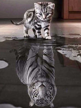 Load image into Gallery viewer, Evershine 5D Diamond Painting Cat Full Square Diamond Embroidery Animals Reflection Pictures Of Rhinestones Mosaic Home Decor

