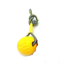 Load image into Gallery viewer, Indestructible teeth rubber bite funny puppy training ball chew toys play go get solid with carrier rope dog pet
