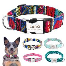 Load image into Gallery viewer, Nylon Dog Collar Personalized Pet Collar Engraved ID Tag Nameplate Reflective for Small Medium Large Dogs Pitbull Pug
