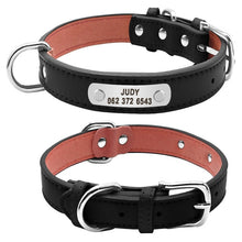 Load image into Gallery viewer, Large Durable Personalized Dog Collar PU Leather Padded Pet ID Collars Customized for Small Medium Large Dogs Cat 4 Size
