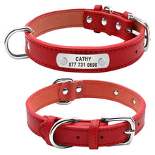 Load image into Gallery viewer, Large Durable Personalized Dog Collar PU Leather Padded Pet ID Collars Customized for Small Medium Large Dogs Cat 4 Size
