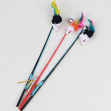 Load image into Gallery viewer, Pet Cat Bell The Dangle Faux Mouse Feather Rod Roped Funny Fun Playing Toy Funny Fishing Rod Game Wand Feather Stick Toy For cat
