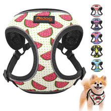 Load image into Gallery viewer, Nylon Reflective Dog Cat Harness Vest Printed French Bulldog Harness Puppy Small Medium Dogs Cats Harness For Chihuahua Walking
