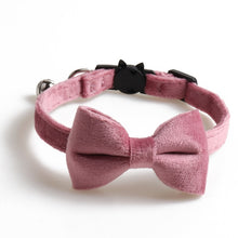 Load image into Gallery viewer, Velvet Cat Collar Solid Color Bowknot Puppy Chihuahua Collars with Bell Adjustable Safety Buckle Cats Bow Tie Pets Accessories
