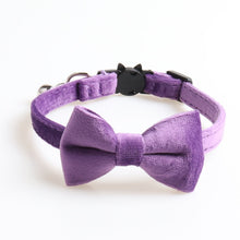 Load image into Gallery viewer, Velvet Cat Collar Solid Color Bowknot Puppy Chihuahua Collars with Bell Adjustable Safety Buckle Cats Bow Tie Pets Accessories
