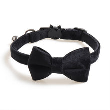 Load image into Gallery viewer, Velvet Cat Collar Solid Color Bowknot Puppy Chihuahua Collars with Bell Adjustable Safety Buckle Cats Bow Tie Pets Accessories
