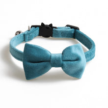 Load image into Gallery viewer, Velvet Cat Collar Solid Color Bowknot Puppy Chihuahua Collars with Bell Adjustable Safety Buckle Cats Bow Tie Pets Accessories
