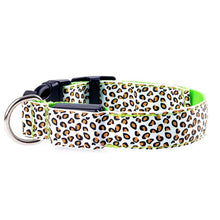 Load image into Gallery viewer, Leopard LED Dog Collar Luminous Adjustable Glowing Collar For Dogs Pet Night Safety Nylon Collar Luminous LED Bright Dog Collar
