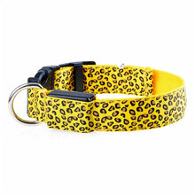 Load image into Gallery viewer, Leopard LED Dog Collar Luminous Adjustable Glowing Collar For Dogs Pet Night Safety Nylon Collar Luminous LED Bright Dog Collar
