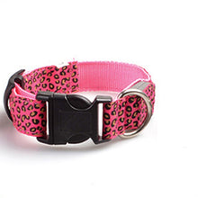 Load image into Gallery viewer, Leopard LED Dog Collar Luminous Adjustable Glowing Collar For Dogs Pet Night Safety Nylon Collar Luminous LED Bright Dog Collar
