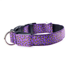 Load image into Gallery viewer, Leopard LED Dog Collar Luminous Adjustable Glowing Collar For Dogs Pet Night Safety Nylon Collar Luminous LED Bright Dog Collar
