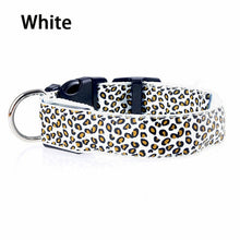 Load image into Gallery viewer, Leopard LED Dog Collar Luminous Adjustable Glowing Collar For Dogs Pet Night Safety Nylon Collar Luminous LED Bright Dog Collar
