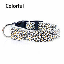 Load image into Gallery viewer, Leopard LED Dog Collar Luminous Adjustable Glowing Collar For Dogs Pet Night Safety Nylon Collar Luminous LED Bright Dog Collar
