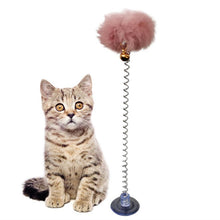 Load image into Gallery viewer, 1pc Cat Teaser Toy Interactive Plush Cat Spring Wand Kitten Toy Ball With Sucker Bell Pet Supplies Pet Accessories For Cat
