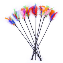 Load image into Gallery viewer, 5pcs Funny Kitten Cat Teaser Interactive Toy Rod with Bell and Feather Toys For Pet Cats Stick Wire Chaser Wand Toy Random Color
