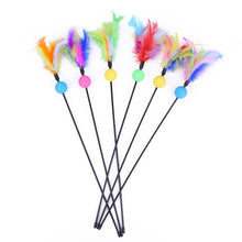 Load image into Gallery viewer, 5pcs Funny Kitten Cat Teaser Interactive Toy Rod with Bell and Feather Toys For Pet Cats Stick Wire Chaser Wand Toy Random Color
