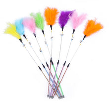 Load image into Gallery viewer, 5pcs Funny Kitten Cat Teaser Interactive Toy Rod with Bell and Feather Toys For Pet Cats Stick Wire Chaser Wand Toy Random Color
