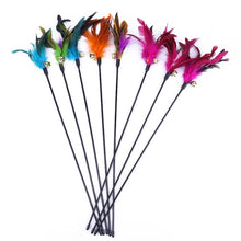 Load image into Gallery viewer, 5pcs Funny Kitten Cat Teaser Interactive Toy Rod with Bell and Feather Toys For Pet Cats Stick Wire Chaser Wand Toy Random Color
