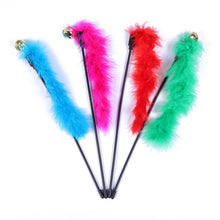Load image into Gallery viewer, 5pcs Funny Kitten Cat Teaser Interactive Toy Rod with Bell and Feather Toys For Pet Cats Stick Wire Chaser Wand Toy Random Color
