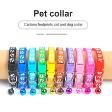 Load image into Gallery viewer, Colorful Pet Supplies Cat Collar Cat Necklace And Cat Paw Print Adjustable Collar Bell Positioning Footprint Pet Collar Dropship
