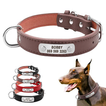 Load image into Gallery viewer, Large Durable Personalized Dog Collar PU Leather Padded Pet ID Collars Customized for Small Medium Large Dogs Cat 4 Size

