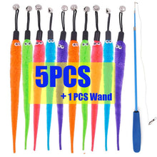 Load image into Gallery viewer, 5/10 Pcs Colorful Cat Teaser Wand Rod Chase Toys Replacement Refill Plush Worms Pet Cat Interactive Training Playing Stick Toy
