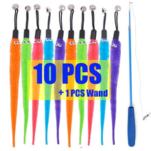 Load image into Gallery viewer, 5/10 Pcs Colorful Cat Teaser Wand Rod Chase Toys Replacement Refill Plush Worms Pet Cat Interactive Training Playing Stick Toy
