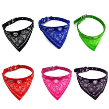 Load image into Gallery viewer, Dog Bandana Collar Adjustable Cat Pet Neckerchief PU Collar with Printed Triangular Scarf Pet Bandana Collar Adjustable Size
