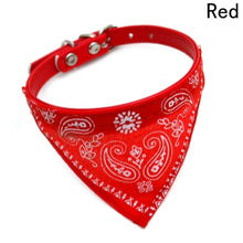 Load image into Gallery viewer, Dog Bandana Collar Adjustable Cat Pet Neckerchief PU Collar with Printed Triangular Scarf Pet Bandana Collar Adjustable Size
