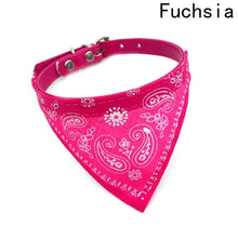 Load image into Gallery viewer, Dog Bandana Collar Adjustable Cat Pet Neckerchief PU Collar with Printed Triangular Scarf Pet Bandana Collar Adjustable Size
