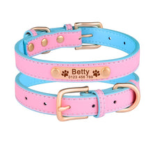 Load image into Gallery viewer, AiruiDog Adjustable Personalized Dog Collar Leather Puppy ID Name Custom Engraved XS-L
