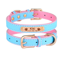 Load image into Gallery viewer, AiruiDog Adjustable Personalized Dog Collar Leather Puppy ID Name Custom Engraved XS-L
