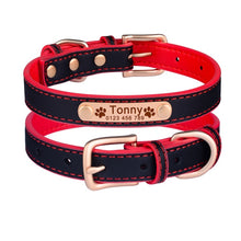 Load image into Gallery viewer, AiruiDog Adjustable Personalized Dog Collar Leather Puppy ID Name Custom Engraved XS-L
