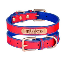 Load image into Gallery viewer, AiruiDog Adjustable Personalized Dog Collar Leather Puppy ID Name Custom Engraved XS-L
