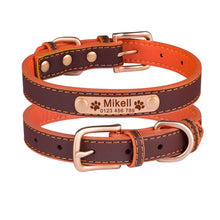 Load image into Gallery viewer, AiruiDog Adjustable Personalized Dog Collar Leather Puppy ID Name Custom Engraved XS-L
