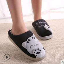 Load image into Gallery viewer, Cat Animal Prints Cute Home Slippers Short Plush Warm Soft Cotton Women Slippers Loves Floor Indoor Shoes Women Large Size 45
