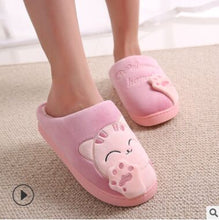 Load image into Gallery viewer, Cat Animal Prints Cute Home Slippers Short Plush Warm Soft Cotton Women Slippers Loves Floor Indoor Shoes Women Large Size 45
